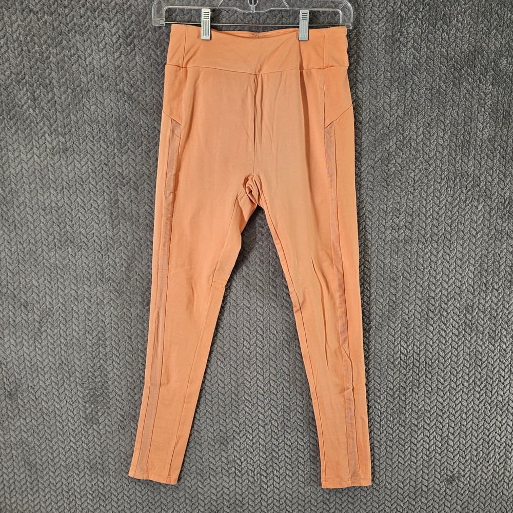 Gymshark Womens High Waisted Mesh Panel Leggings‎ Peach Orange Activewear Size S